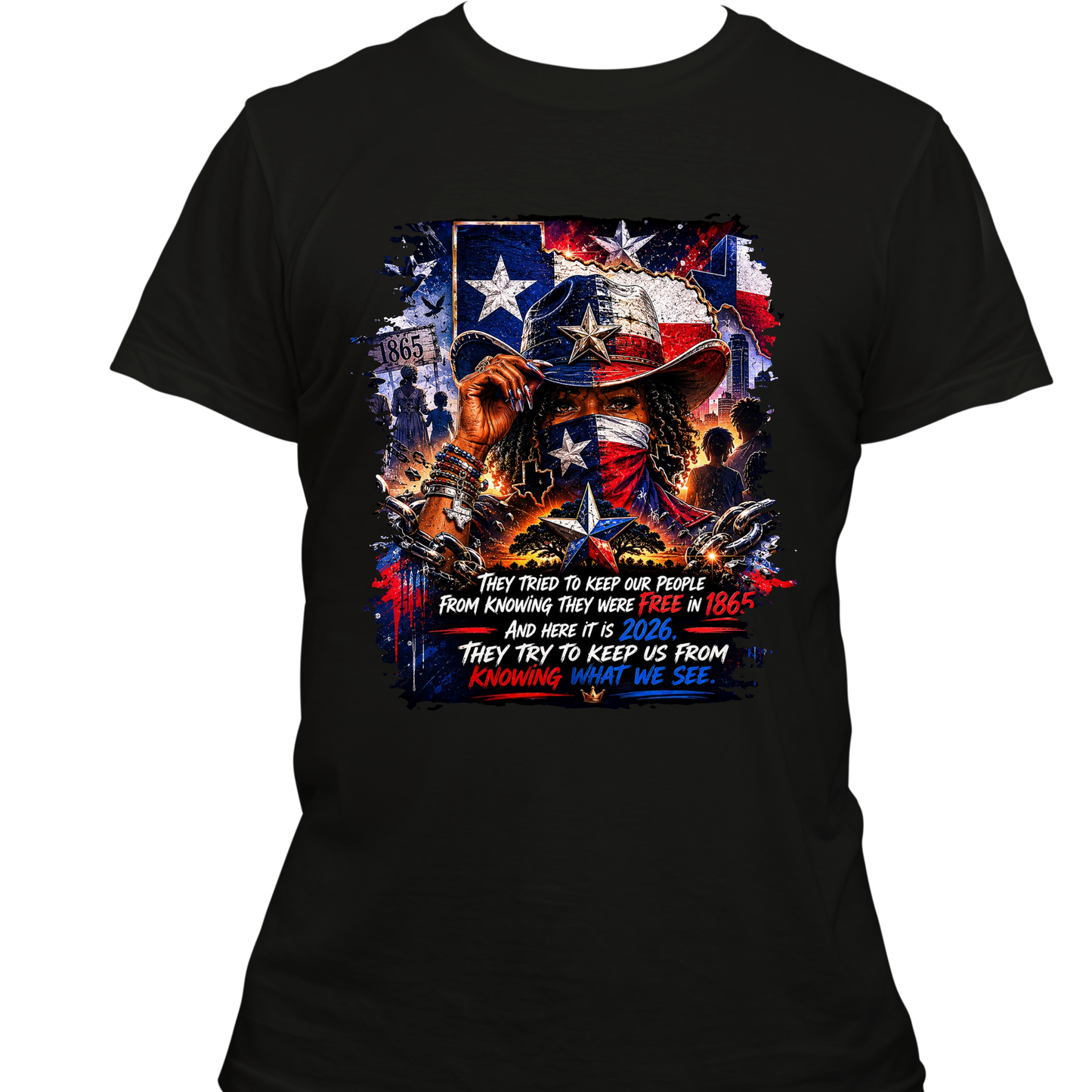 Juneteenth Cowgirl Tee-One Sided Print
